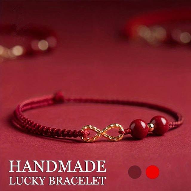 SHEIN 1pc Red Beads Good Luck Bracelets For Women Men, Perfect New Years Gift For Family Lovers Best Friend