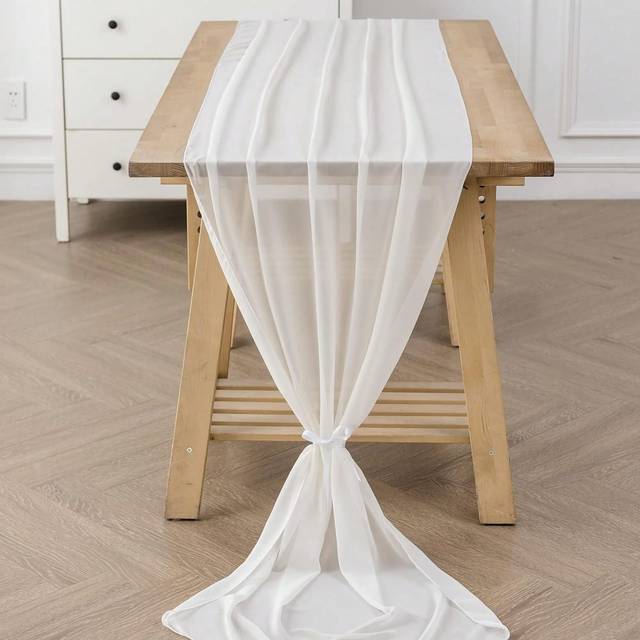 SHEIN 1/6pcs Chiffon Table Runner, Transparent Longer Table Cloth Suitable For Wedding Bride, Baby Shower, Bachelorette Party, Birthday Party, Holiday Decor