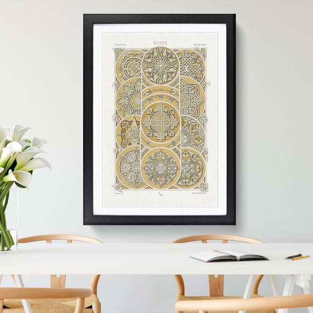 Russian Pattern by Albert Racinet - Picture Frame Painting Print - Black (76cm H x 50cm W x 2cm D)