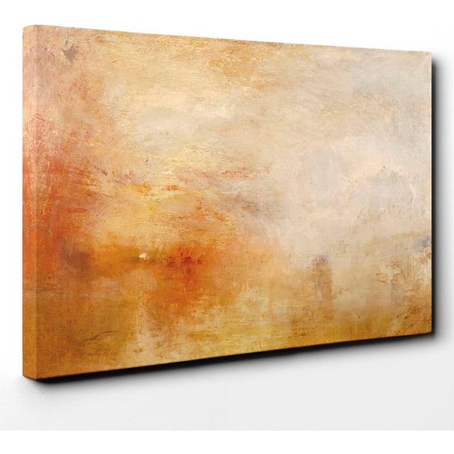 Sun Setting over a Lake&#39; by J.M.W. Turner Painting Print on Canvas (70cm H x 100cm W)