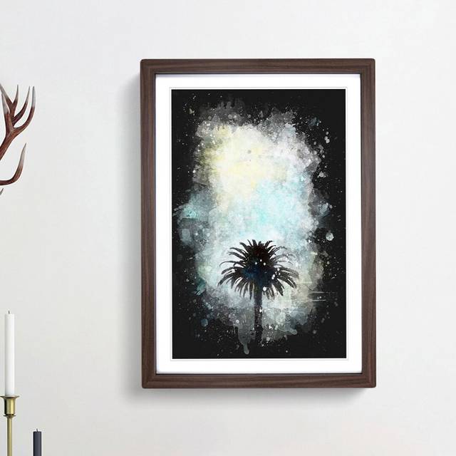 Palm Tree in California - Picture Frame Painting Print - Walnut Framed (33cm H x 24cm W x 2cm D)