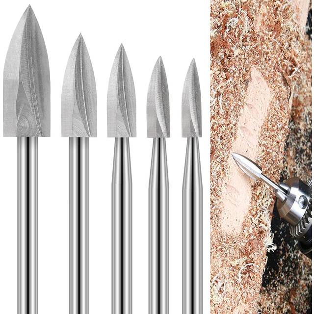Dremel Rotary Tool Wood Carving Bits, 5PCS Woodworking Bits with 1/8â Shank for DIY Grinding Engraving Drilling
