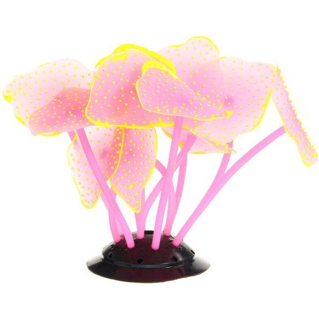 (Pink) Silicone Resin Coral For Aquarium Fish Tank Decoration Underwater Ornament