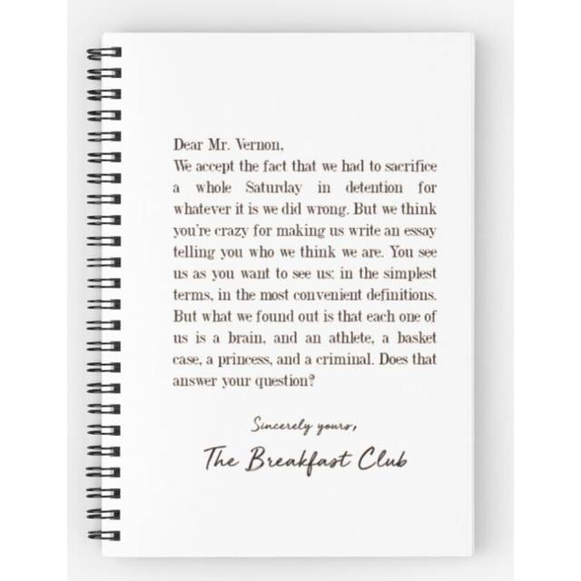 Spiral Notebook The Breakfast Club  A5 120 Pages