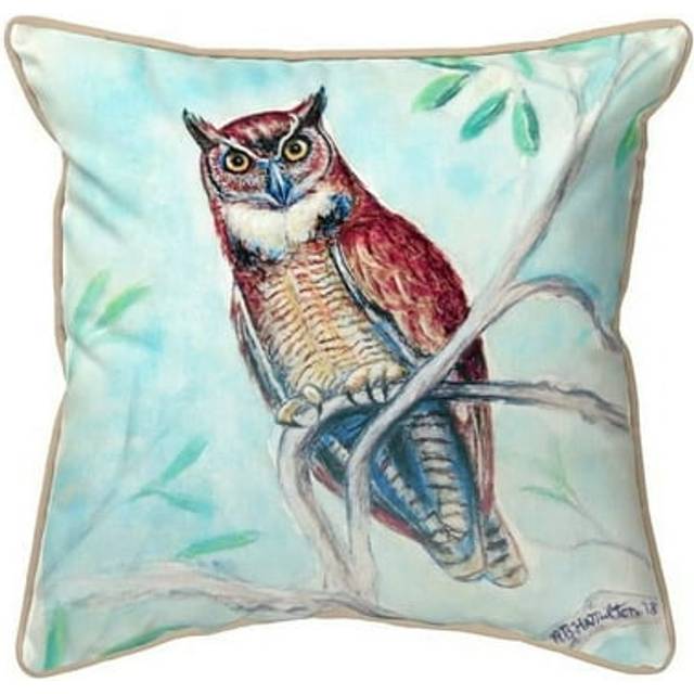 Betsy Drake ZP732 Owl in Teal Extra Large Zippered Indoor & Outdoor Pillow - 22 x 22 in.
