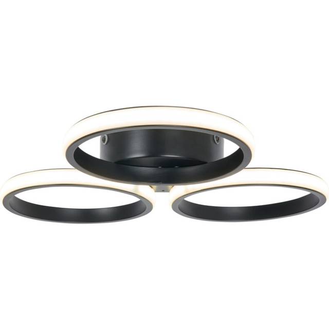 Litecraft Cleo Ceiling Light 3 Ring Bathroom LED Flush - Satin Black