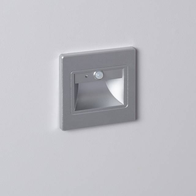 Edit 1.5W Recessed Cool White LED Wall Light with PIR Sensor - Grey