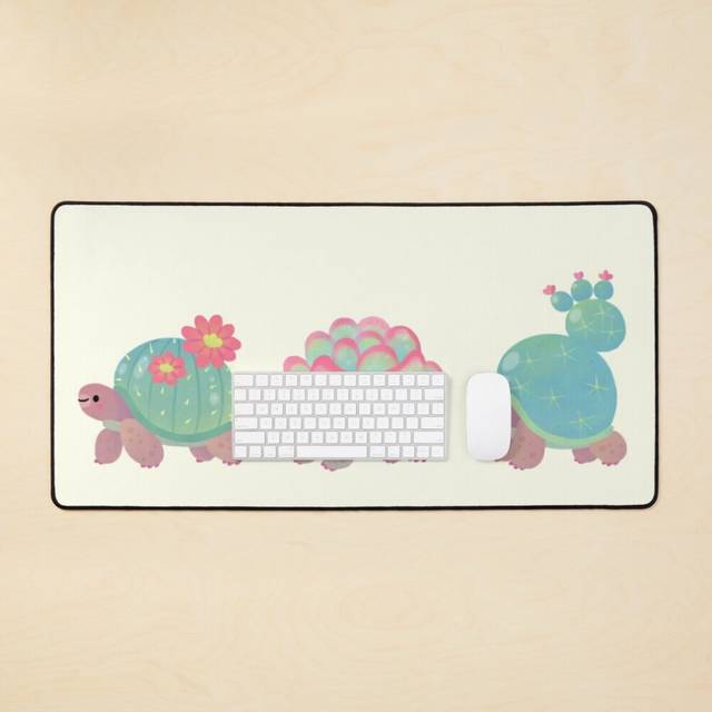 Desk Mat Cactus tortoise Large Gaming Mouse Pad 35x16 inch