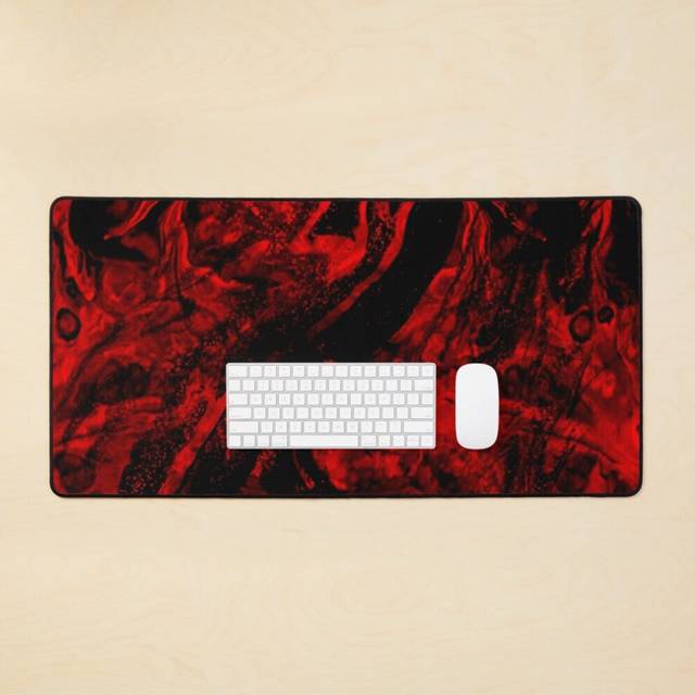 Desk Mat Red marble texture glassy marble  Large Gaming Mouse Pad 35x16 inch