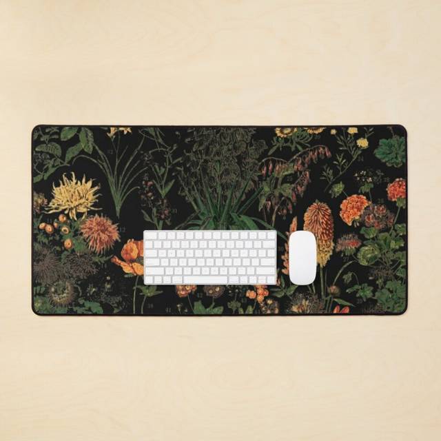 Desk Mat Midnight Floral Large Gaming Mouse Pad 35x16 inch