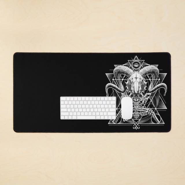 Desk Mat Dark Satanic Baphomet Goat Large Gaming Mouse Pad 35x16 inch