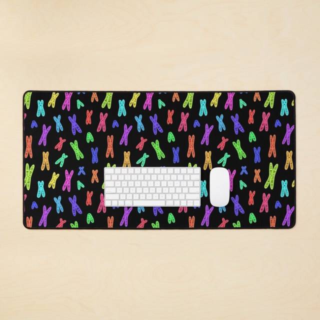 Desk Mat Condensed Chromosomes Pattern (Neon Bowling Alley Carpet Ver.) Large Gaming Mouse Pad 35x16 inch