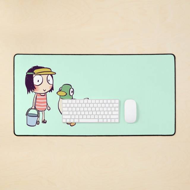 Desk Mat I draw summer sarah and duck from beach break / sarah and duck  Large Gaming Mouse Pad 35x16 inch