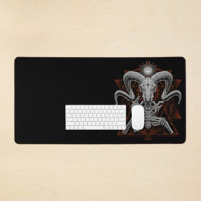 Desk Mat Dark Satanic Baphomet Goat Large Gaming Mouse Pad 35x16 inch