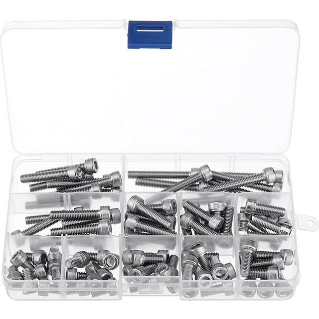 88Pcs M6 Hex Socket Cap Head Screw Bolts Assortment Set 304 Stainless Steel