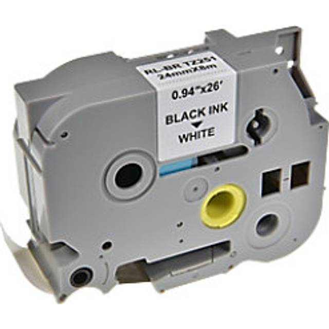 P-touch Label Tape Compatible Brother TZe-251 5BRT251-WT Adhesive Black on White 24 mm x 8 m