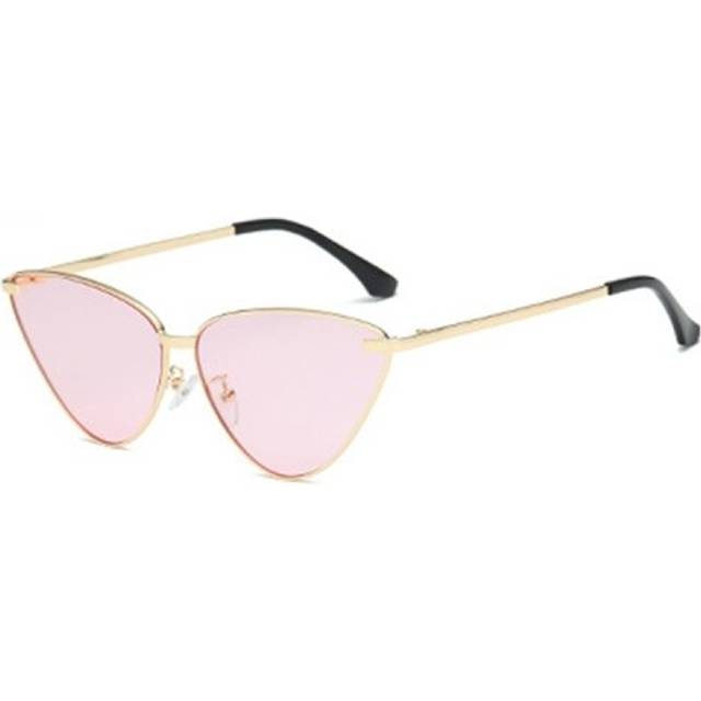 Vintage Cat Eye Mirrored Flat Lenses Metal Frame Sunglasses UV400 for Women