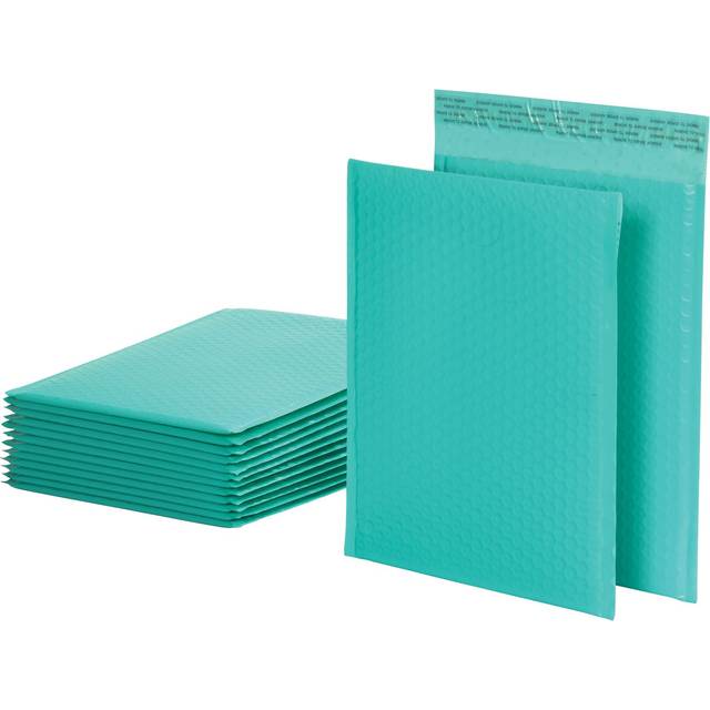 Quality Park Bubble Mailers  8.5 x 11 Shipping Envelopes  Water Resistant Teal Poly Padded Envelopes  Redi-Strip Peel Off Closure  25/Box (QUA85860)