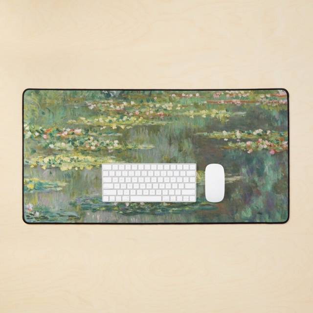 Desk Mat Water Lily Pond Claude Monet Large Gaming Mouse Pad 35x16 inch