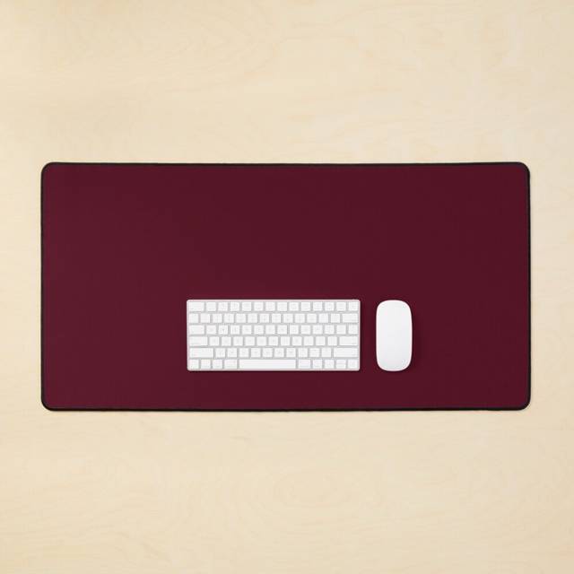 Desk Mat Elegant Gothic Solid Color Burgundy Red Plum  Large Gaming Mouse Pad 35x16 inch