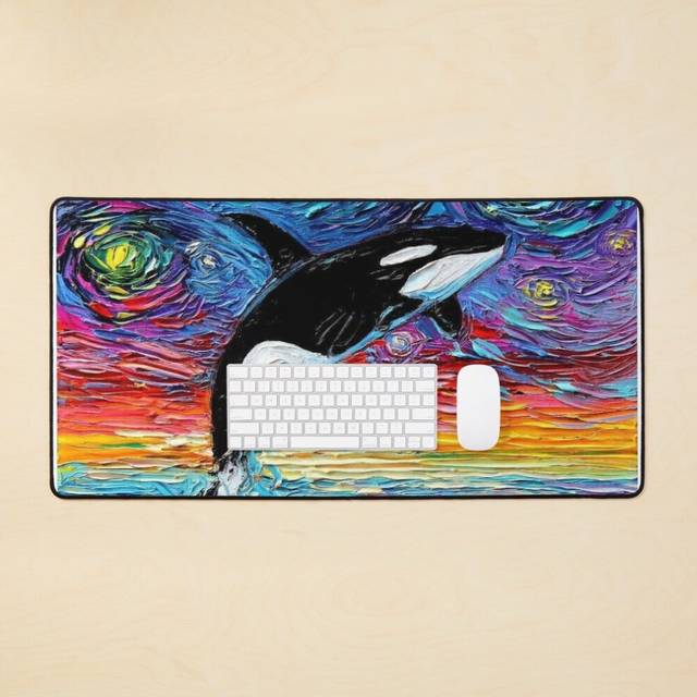 Desk Mat whale oil paint wallpaper Large Gaming Mouse Pad 35x16 inch