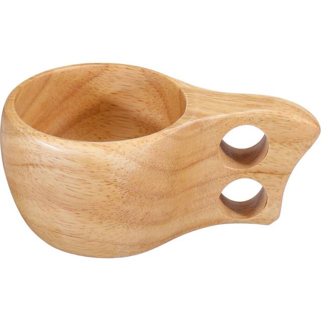 (D) 4 Patterns Chic Coffee Cup Vintage Rubber Wooden Milk Drinking Mug