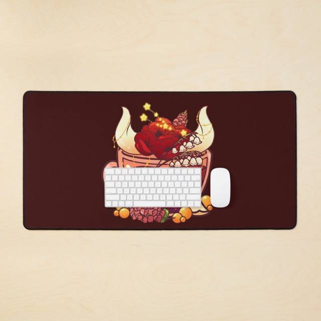 Desk Mat Taurus Zodiac Teacup Large Gaming Mouse Pad 35x16 inch