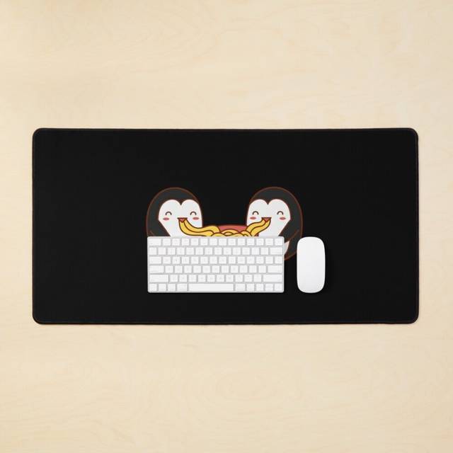 Desk Mat Penguin Noodle Large Gaming Mouse Pad 35x16 inch