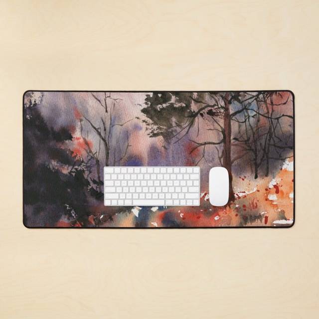 Desk Mat Autumn forest Large Gaming Mouse Pad 35x16 inch