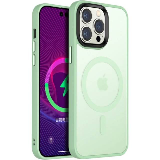 Silicone case for iphone 14 plus/15 plus - matcha green smart charging