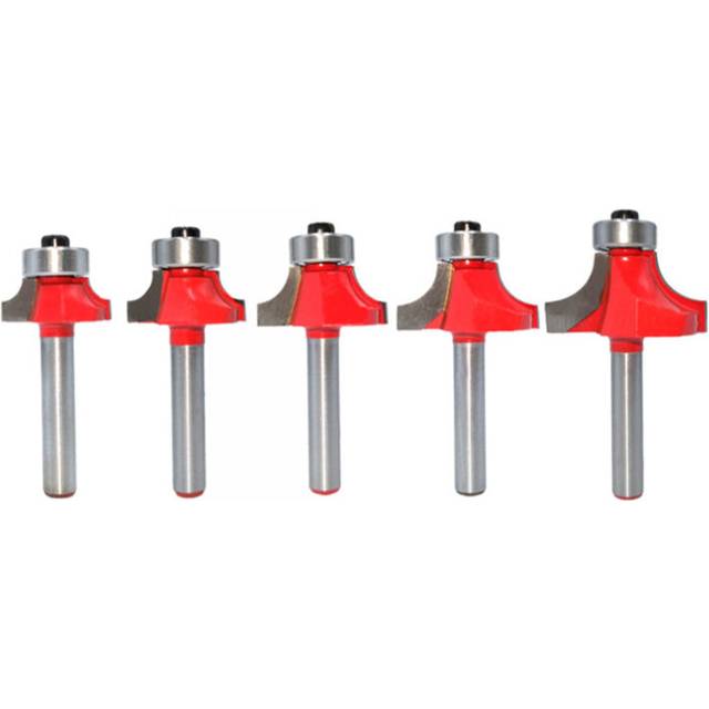 5pcs 6mm Shank Corner Round Over Router Bit with Bearing Cleaning Flush Milling Cutter for Wood Woodworking Tool