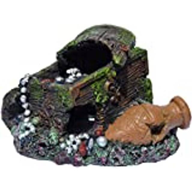 Supa Large Treasure Chest and Barrel Aquarium/Fish Tank Ornament Realistic Detail Approx. 12cm(L) x 17cm(W) x 9cm(H)