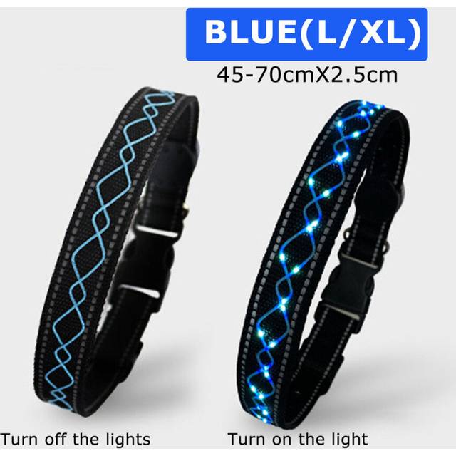 (Blue) LED Dog Pet Collar Flashing Luminous Safety Night Light Flashing Adjustable