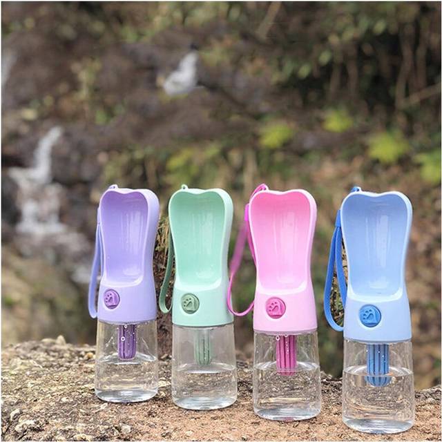 (Pink) Pet Cup Outdoor Portable Travel Kettle Dog Drinking Fountain Cat Water Bottles Pet Water Dispenser Feeder