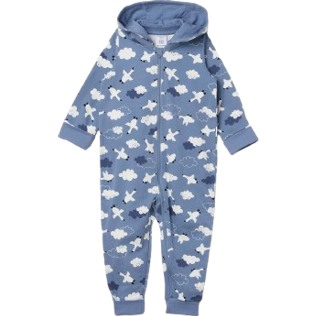 Bird Print Baby All-in-one - Blue - 0-1m x 50