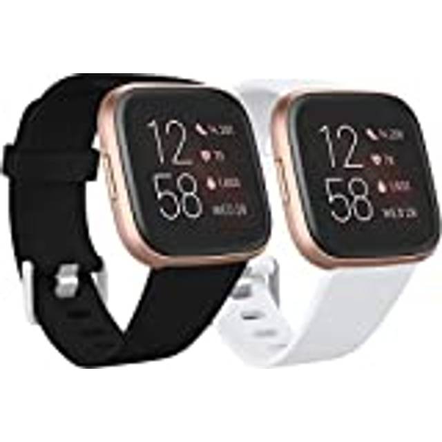 Ouwegaga Armband kompatibelt med Fitbit Versa Armband/Fitbit Versa 2 armband, ersättningsband i silikon kompatibel med Fitbit Versa/Versa Lite, dam herr liten svart/vit