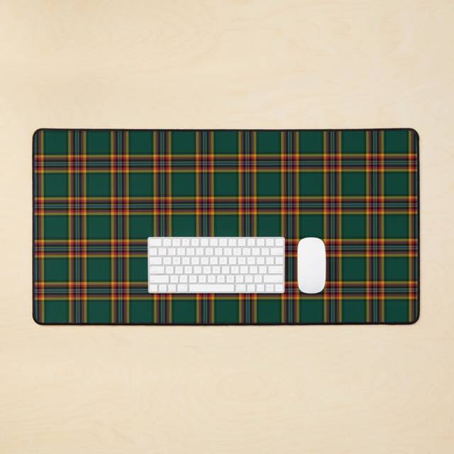 Desk Mat Moran Tartan Forest Green Irish Plaid Large Gaming Mouse Pad 35x16 inch
