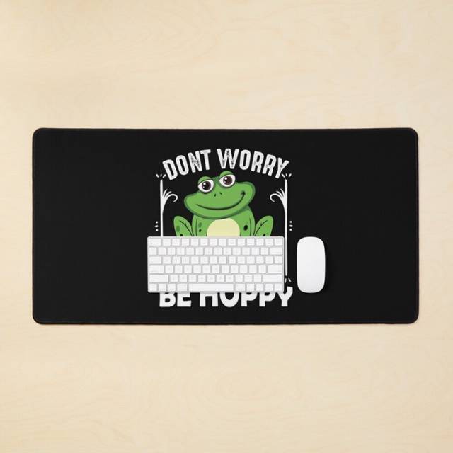 "Desk Mat Just a Girl Who Loves Frog- Quote"" Don't Worry Be Hoppy"" Large Gaming Mouse Pad 35x16 inch"