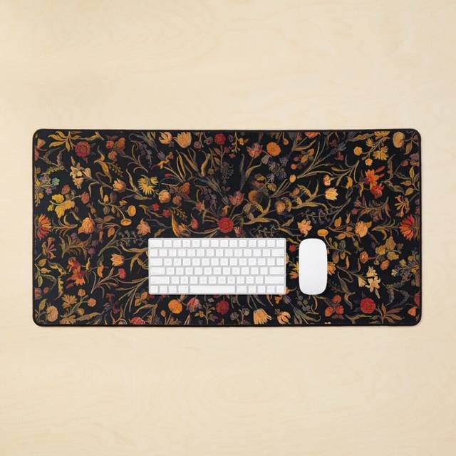 Desk Mat Midnight Floral Large Gaming Mouse Pad 35x16 inch