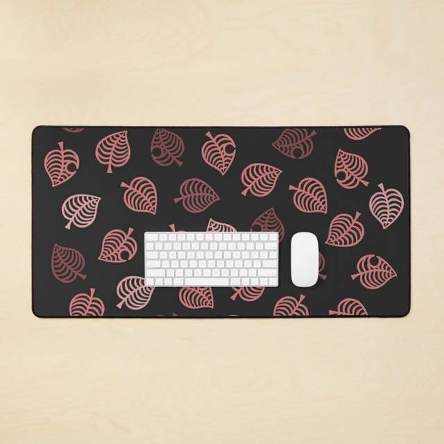 Desk Mat Nook Leaf Aloha Logo - Pink / Warm Taupe Colors  Large Gaming Mouse Pad 35x16 inch