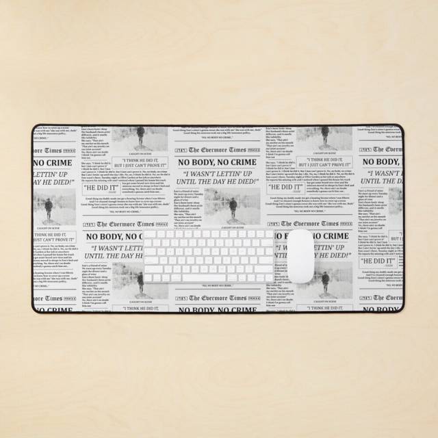 Desk Mat No Body No Crime Newspaper Large Gaming Mouse Pad 35x16 inch