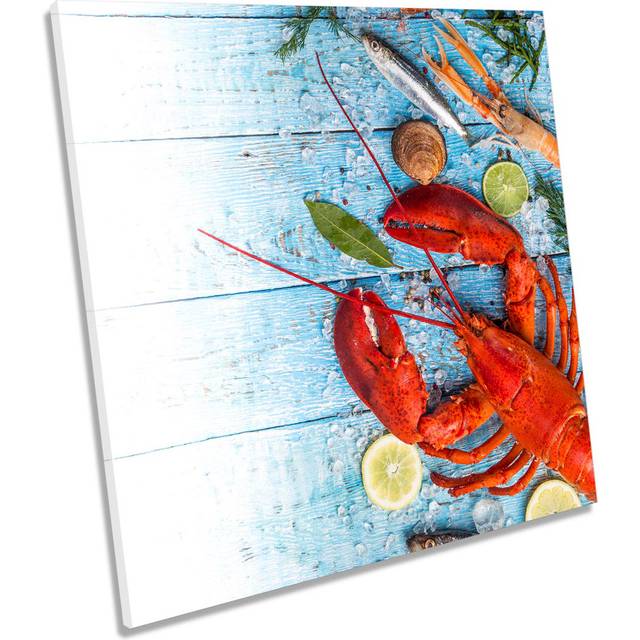 Seafood Lobster Kitchen - Wrapped Canvas Photograph - Red (40.6cm H x 40.6cm W x 2cm D)