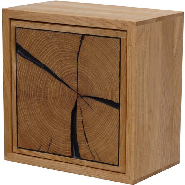Dallastown Square Oak Solid Wood Accent Shelf - Medium Brown (34cm H X 34cm W X 20cm D)