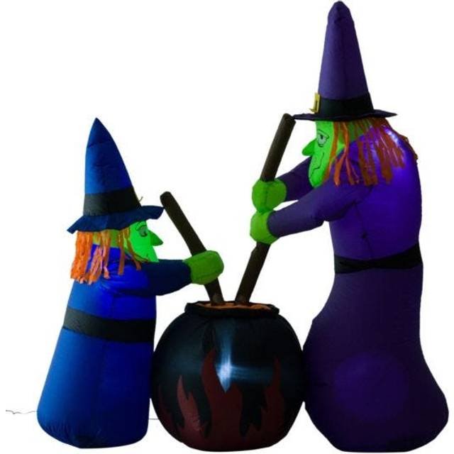 HomCom Pack of Six Halloween-Themed Inflatable Witches - Black