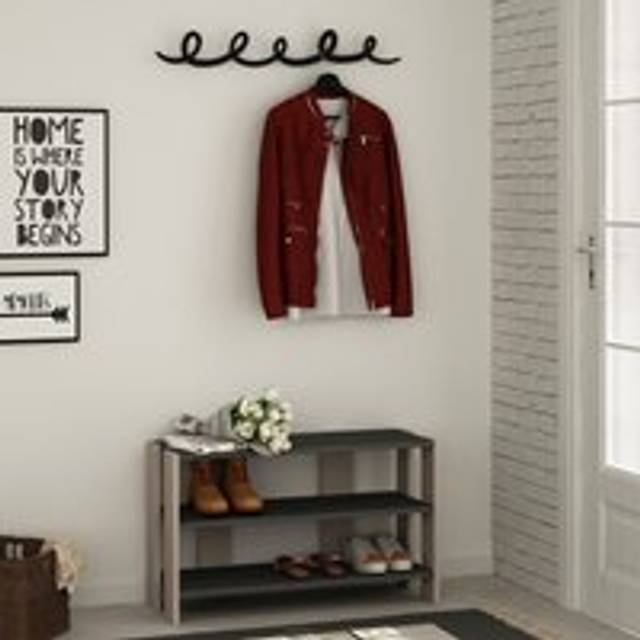 Tono Modern Shoe Rack With Hanger - Anthracite Grey / Mocha Grey - Anthracite Grey - Decortie
