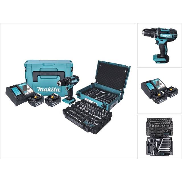 Makita DHP482JX13 18v LXT Cordless Combi Drill Kit 2 x 3ah + 120 Piece Bit Set