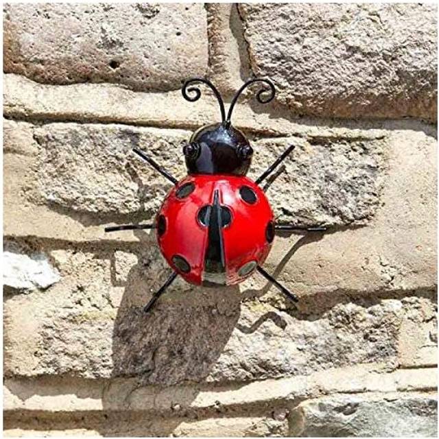 Small Ladybird Garden Ornament Outdoor Decor Wall Art Metal Bright