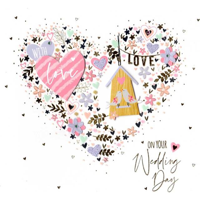"Love Birds Wedding Day 8"" x 8"" Embellished Greeting Card Talking Pictures Cards"
