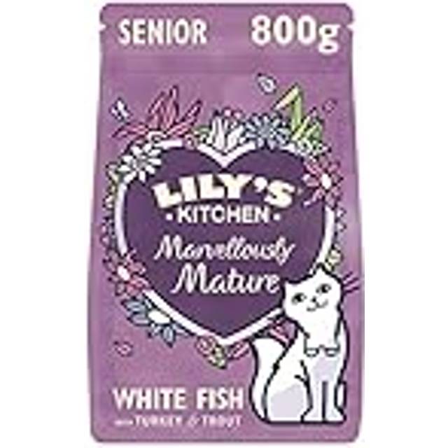Lily's Kitchen Made with Natural Ingredients Mature Dry Cat Food White Fish with Turkey & Trout Grain-Free Recipe 4 x 800g