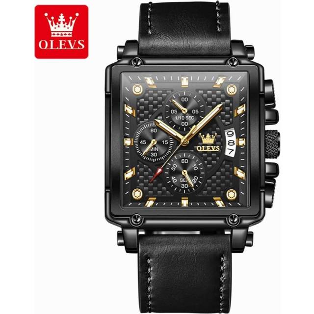 Olevs Mens Watch Man Business Leather Quartz Wristwatch Men Sports Waterproof Chronograph Timepiece Orologio Uomo - Multicoloured